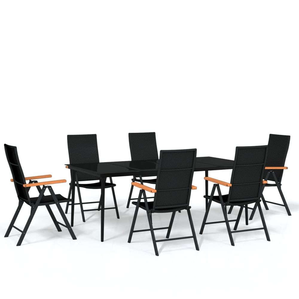 Ensemble à manger de jardin 7 pcs noir