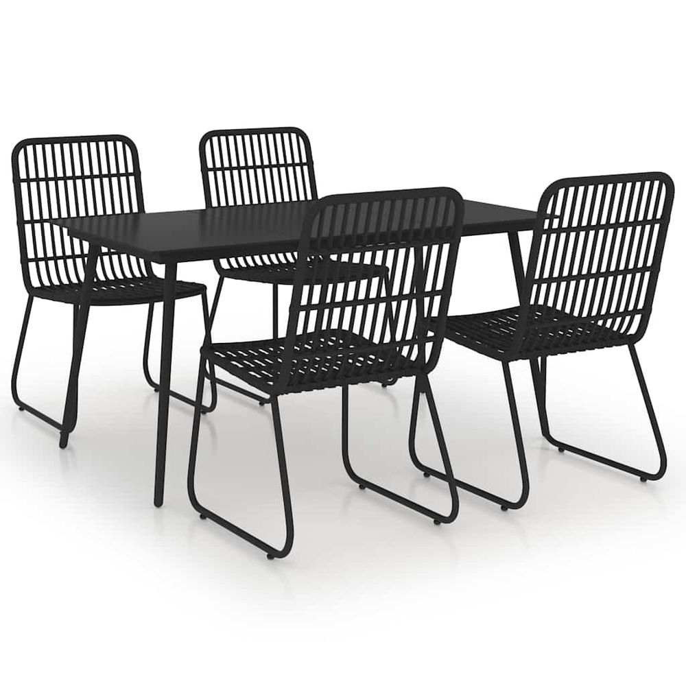 Ensemble à manger d'extérieur 5 pcs résine tressée et verre