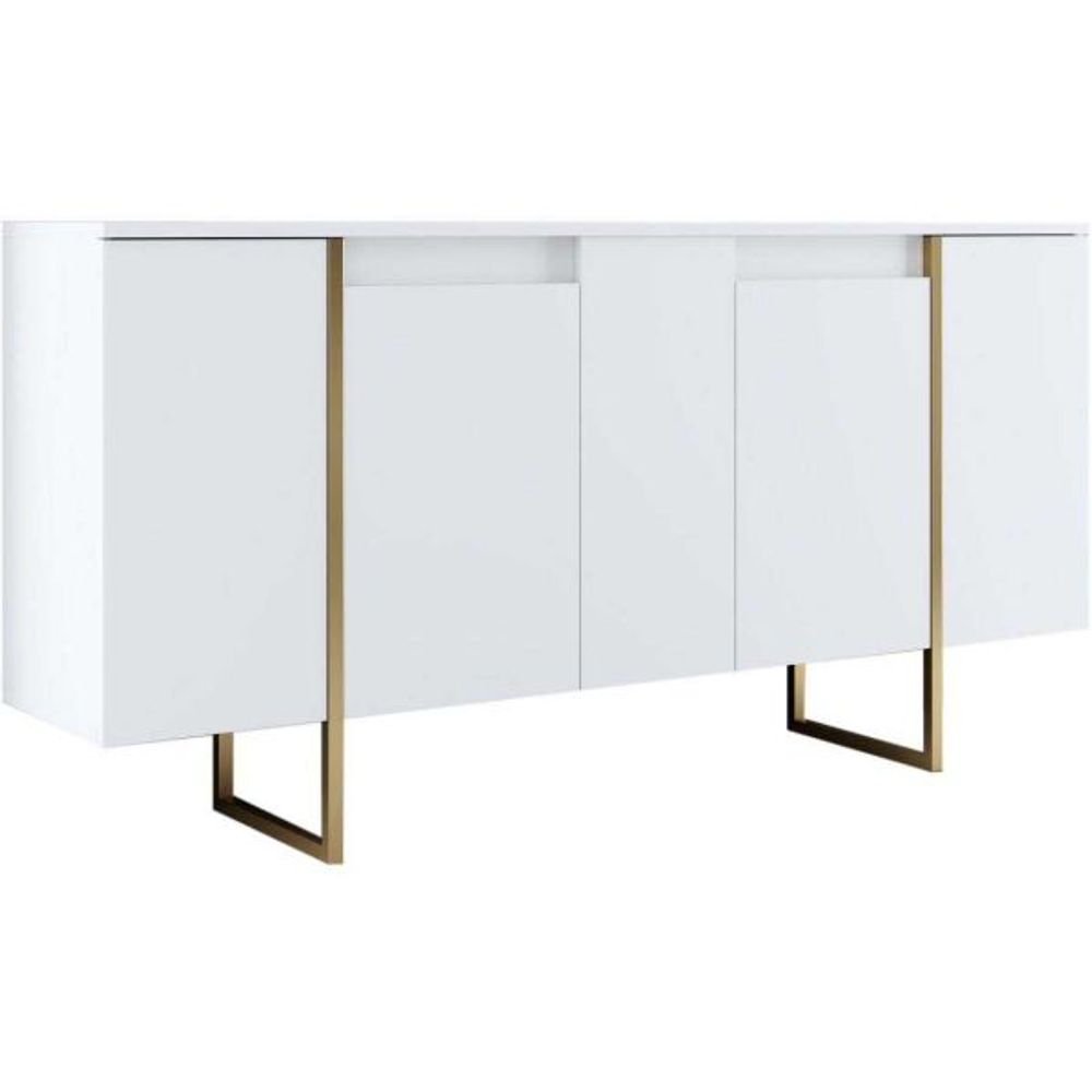 Buffet en aggloméré pieds en métal luxe blanc et doré