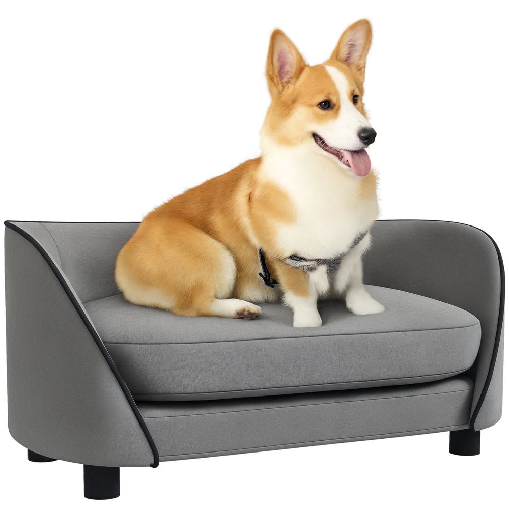 Canapé chien en velours pour petits animaux avec housse lavable 67x43x31cm gris - comfortxl outdoor living