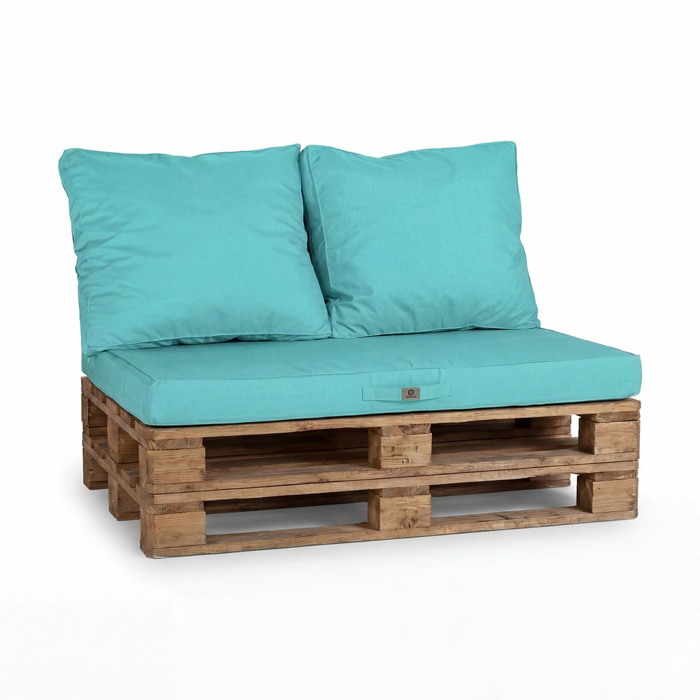 Lot de 3 coussins pour palette déhoussables en polyester bleu