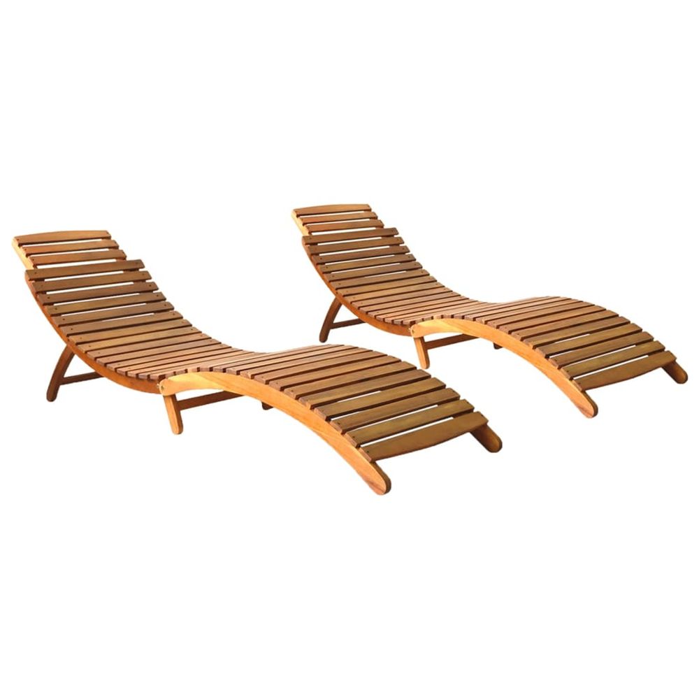 Chaises longues lot de 2 bois d'acacia solide
