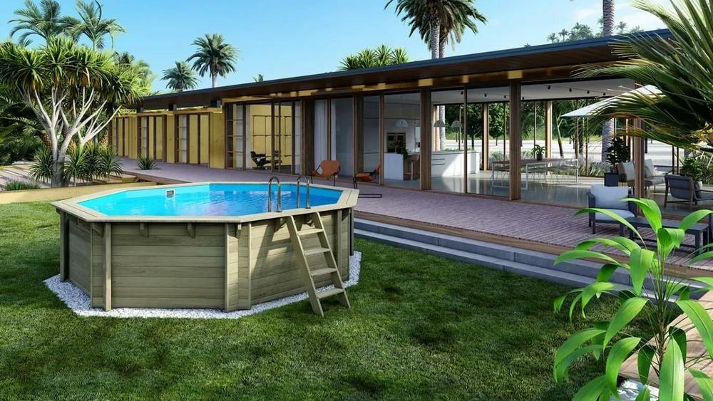 Piscine en bois 4,71x4,72 - h.1,20 m autoportante - bas753osp+sza7 - altanka