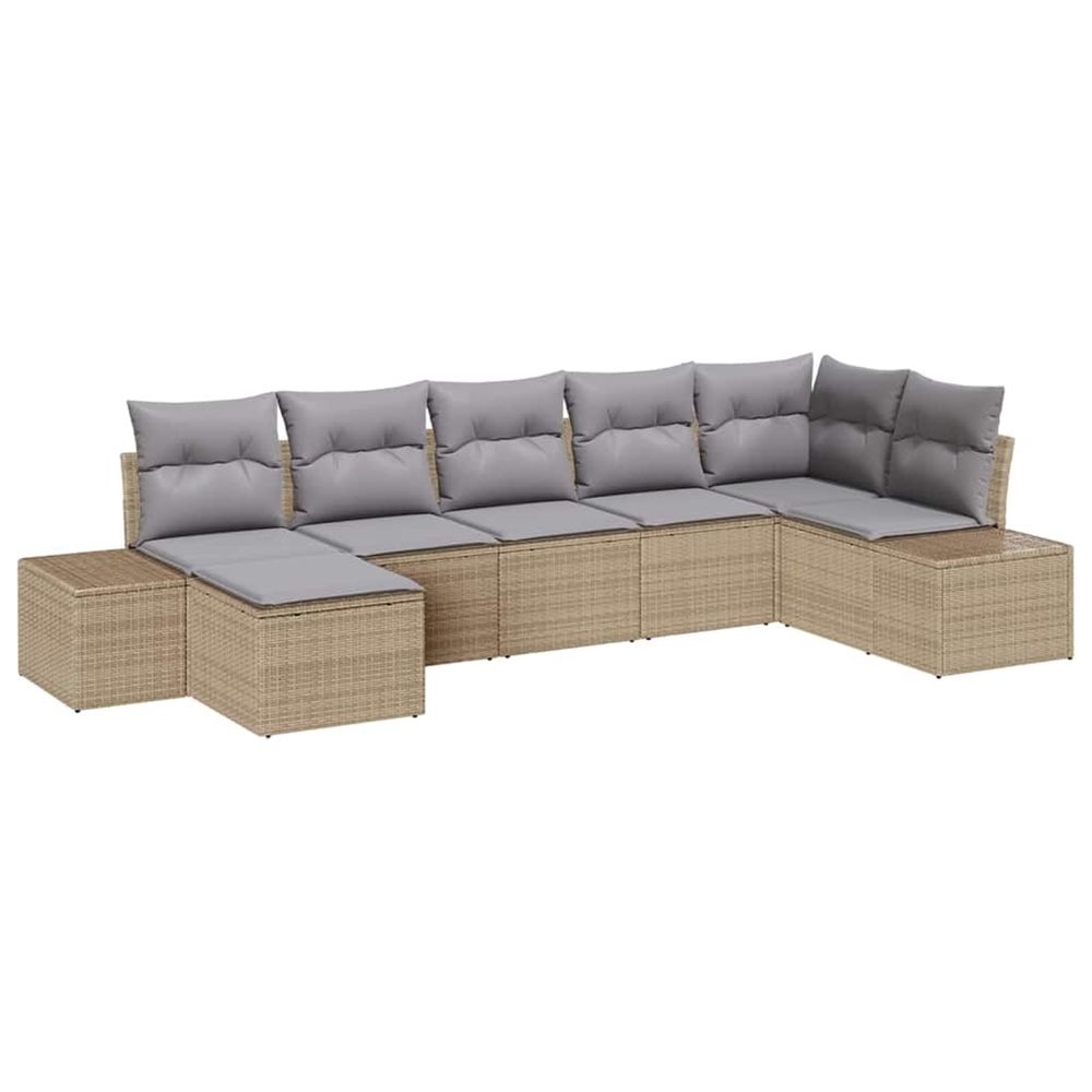 Ensemble de canapé de jardin 7 pc beige polyrotin