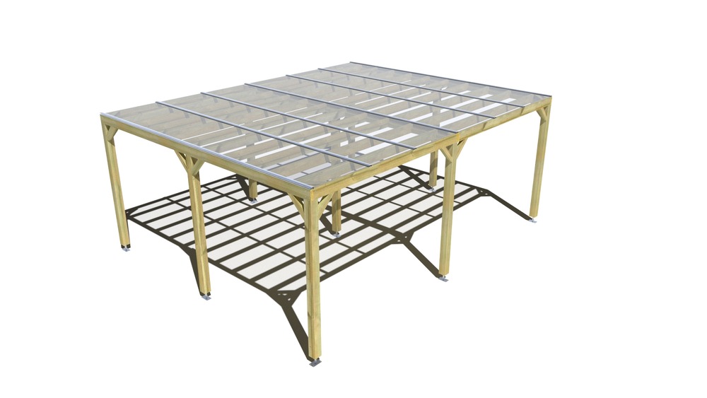 Pergola bois • 6m x 5m • indépendante • sens largeur • couverture étanche transparente incluse • livraison comprise