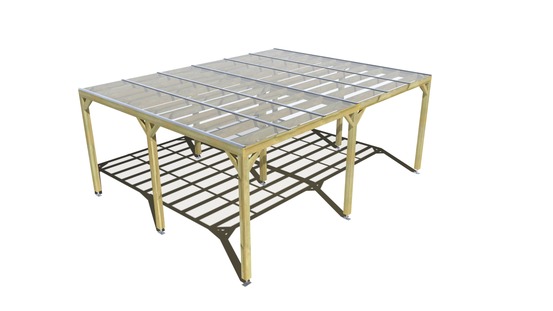 Pergola bois • 6m x 5m • indépendante • sens largeur • couverture étanche transparente incluse • livraison comprise