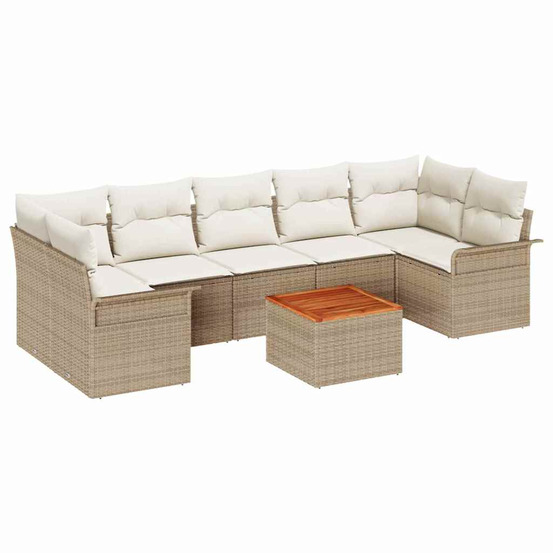 Ensemble de canapé de jardin avec coussin 8 pcs beige et crème
