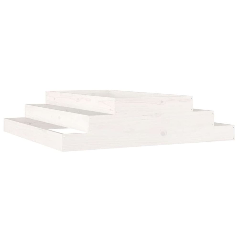 Jardinière blanc 110x110x27 cm bois massif de pin