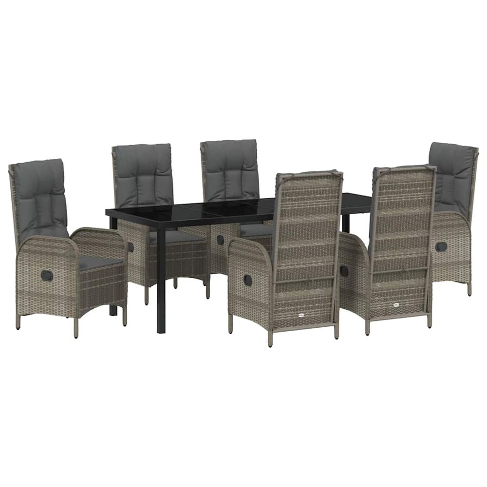 Ensemble de salle à manger pour jardin 7 pc gris polyrotin