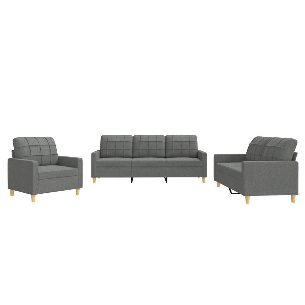 Ensemble de canapés 3 pcs avec coussins gris foncé tissu