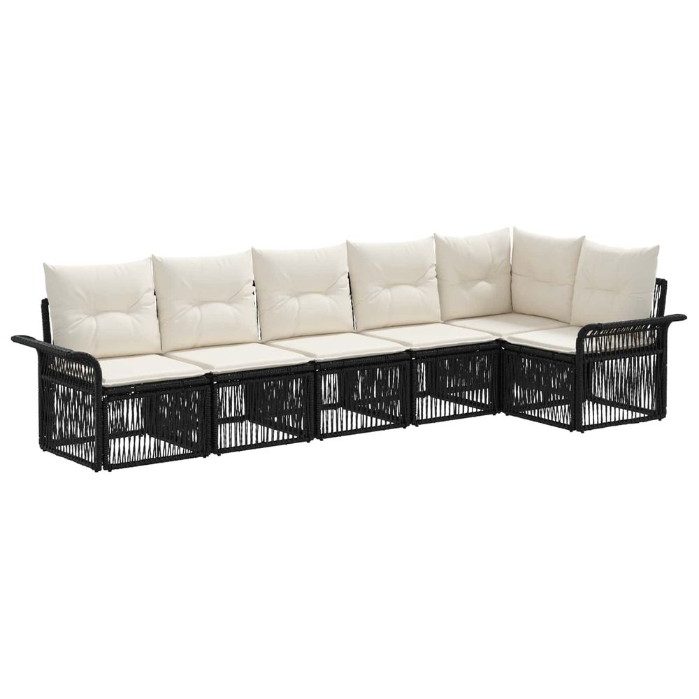Ensemble de canapé de jardin 6 pc noir polyrotin