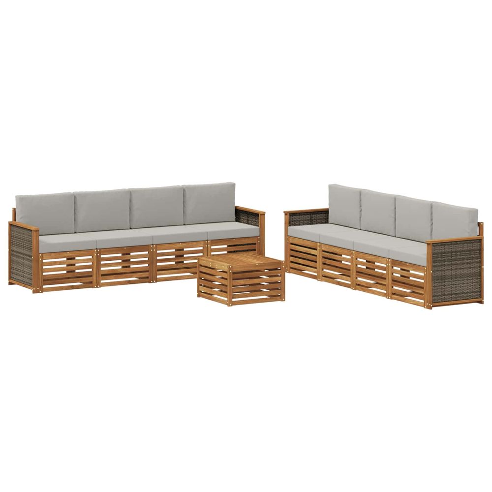 Ensemble de canapés d'extérieur 9 pc naturel et gris clair