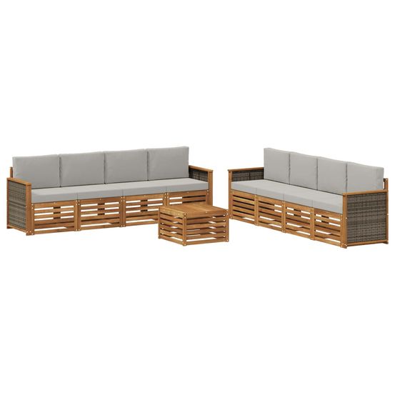 Ensemble de canapés d'extérieur 9 pc naturel et gris clair