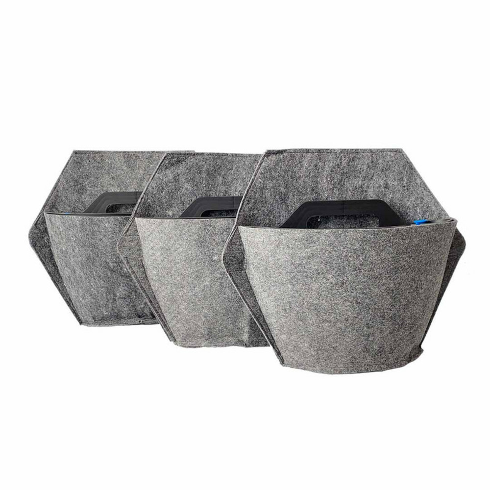 Pack de 3 pots muraux noirs avec couverture textile et arrosage manuel