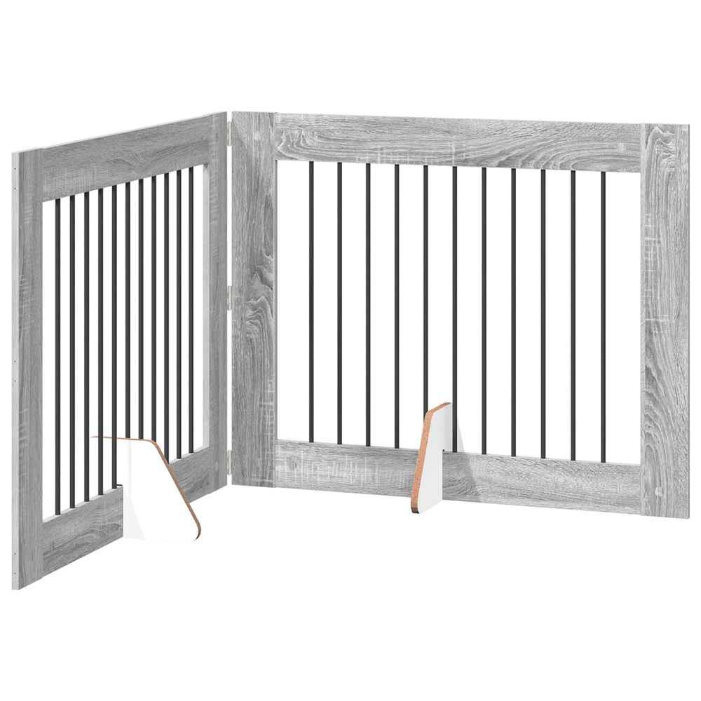 Porte de chien pliable avec supports 2 pc sonoma gris 200,5 cm