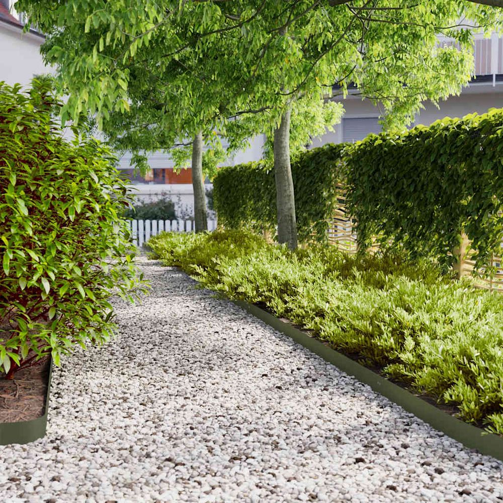 Bordure pelouse acier laminé jardin allée délimitation parterres 10pcs 10x103cm vert