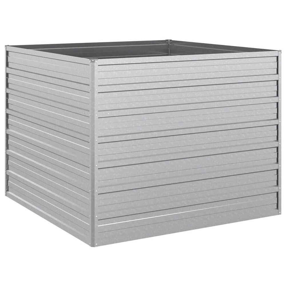 Lit surélevé de jardin 100x100x77 cm acier galvanisé argenté