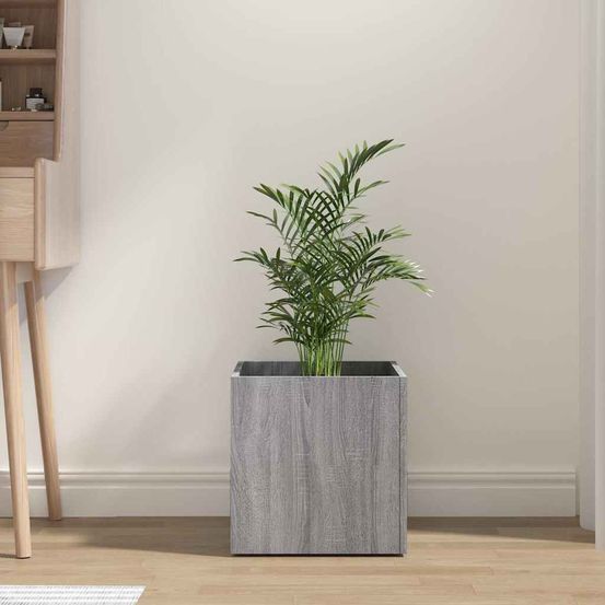 Jardinière carrée bois d'ingénierie pour salon bureau sonoma gris 40cm