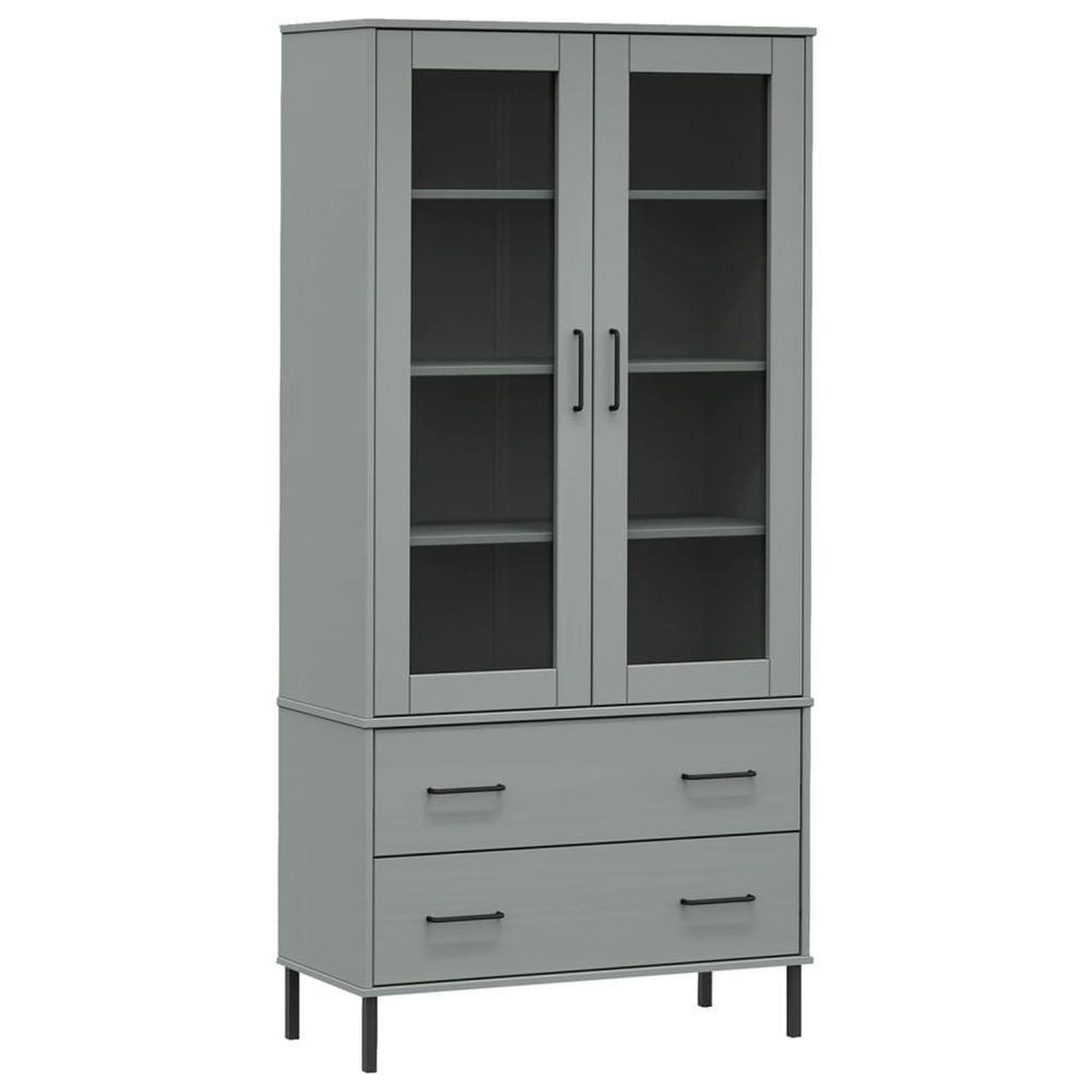 Bibliothèque avec pieds en métal gris 85x35x172,5 cm bois oslo