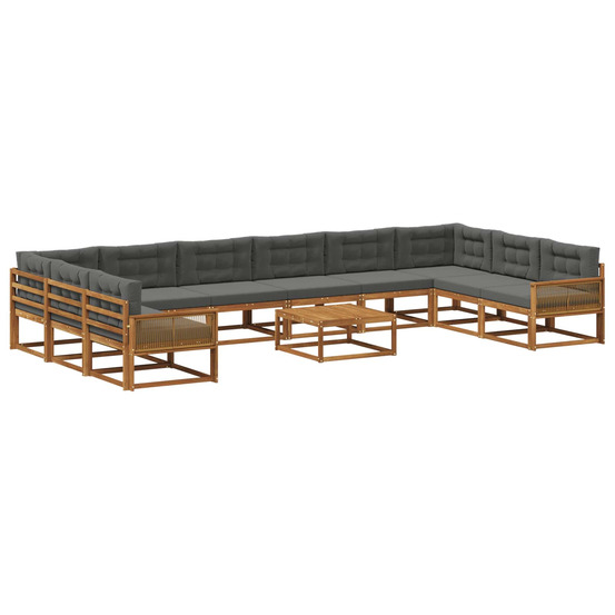 Ensemble de canapés d'extérieur 11 pcs naturel et anthracite