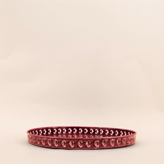 Plateau en métal avec motifs en relief violet 37cm