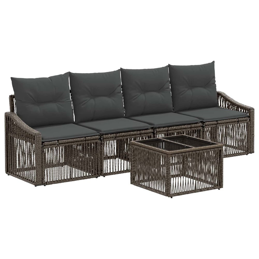 Ensemble de canapé de jardin 5 pc gris polyrotin