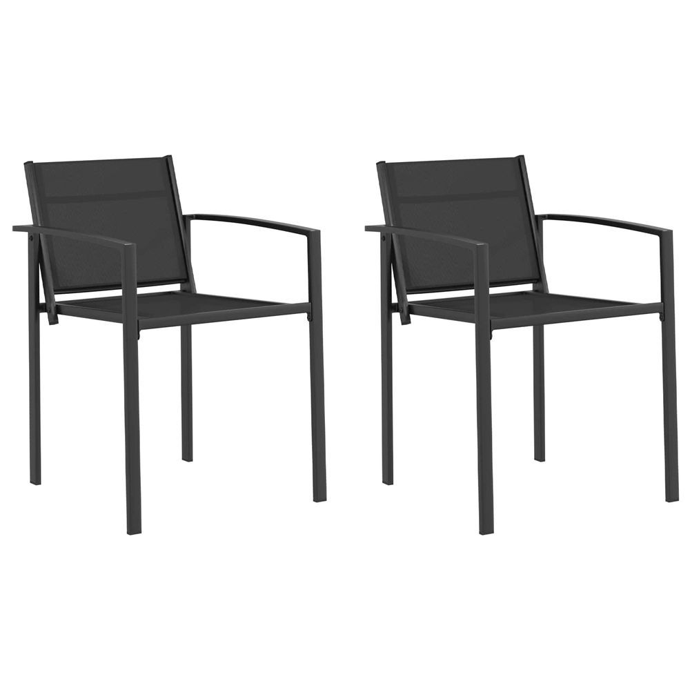 Chaises de jardin 2 pc noir et anthracite tissu textilène