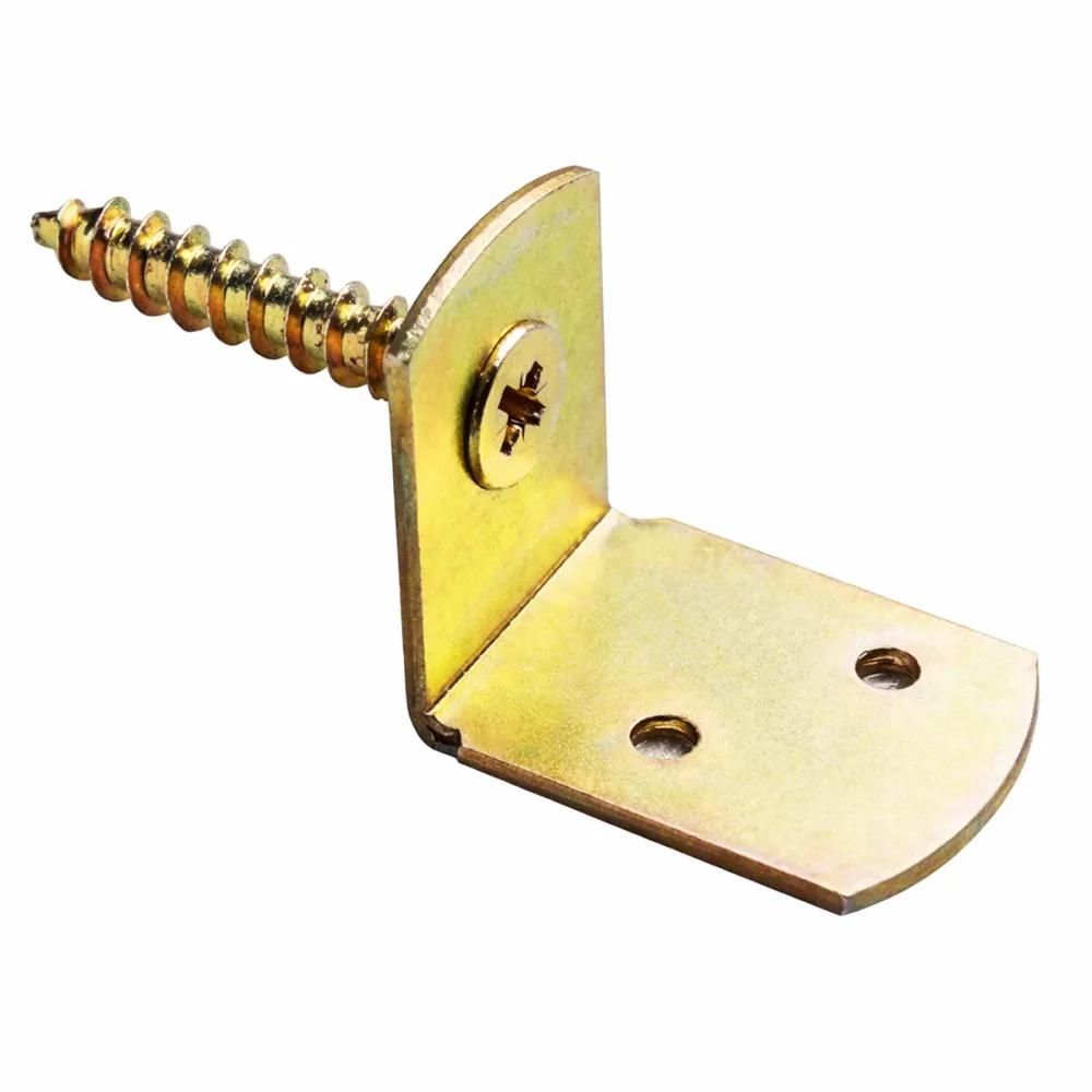 Lot de 4 équerres de fixation pour clôture en acier galvanisé avec vis 3,8 cm