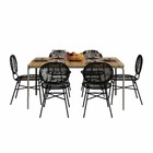 Ensemble table asti en bois d'acacia fsc 160 cm et 6 chaises de jardin coloris noir