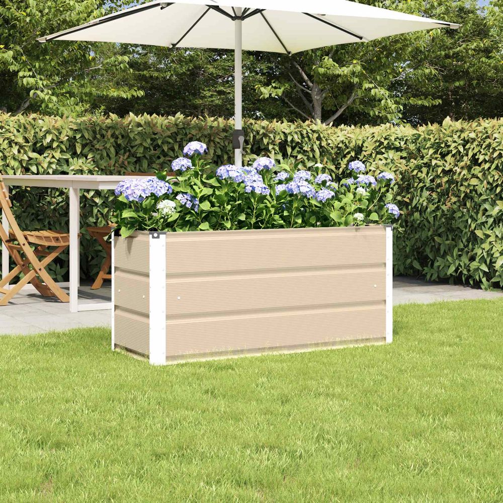 Jardinière rectangulaire acier pour balcon terrasse pot de fleurs 100x40x45 cm ivoire