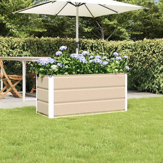 Jardinière rectangulaire acier pour balcon terrasse pot de fleurs 100x40x45 cm ivoire