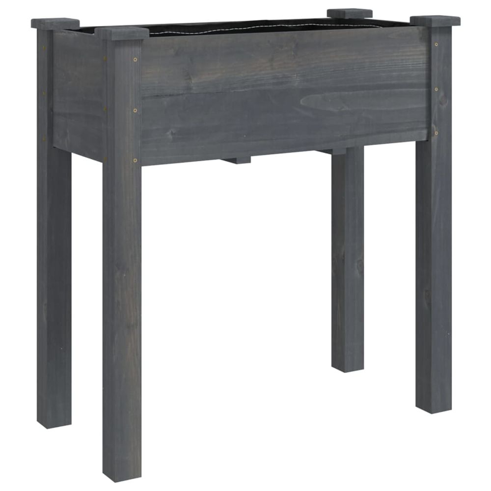 Jardinière d'extérieur avec doublure gris 71x37x76 cm bois massif de sapin
