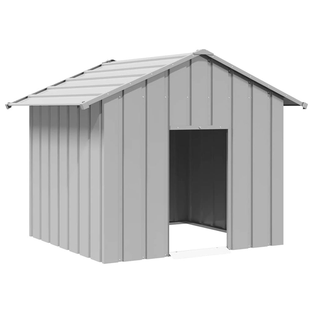 Grande niche pour chien acier galvanisé avec toit pour jardin gris 131x101cm