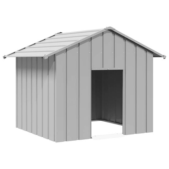 Grande niche pour chien acier galvanisé avec toit pour jardin gris 131x101cm