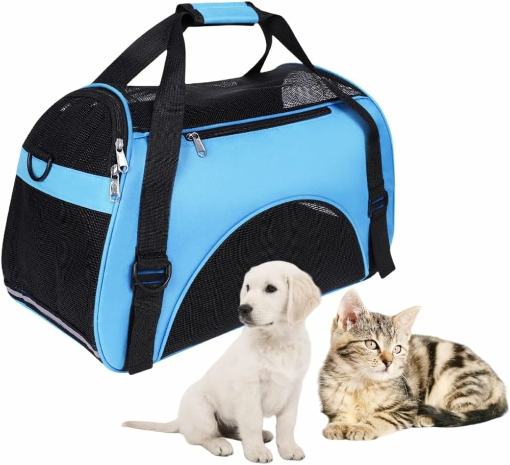 Sac de transport respirant pour chien et petit animal bleu