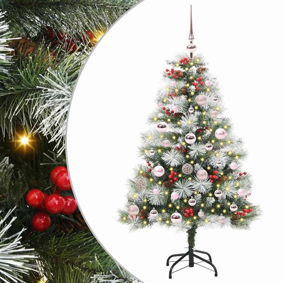Sapin de noël artificiel vert et blanc 120 cm