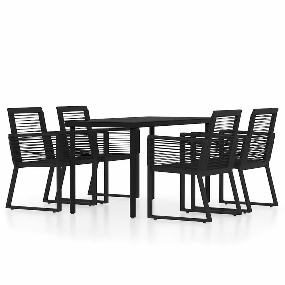 Ensemble à manger de jardin 5 pcs noir