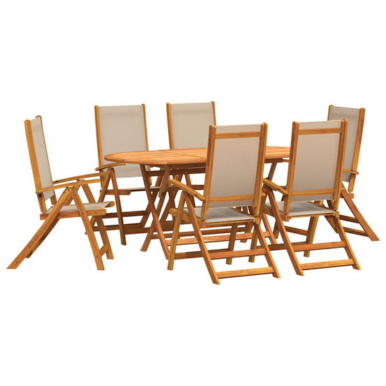 Ensemble à manger de jardin 7pcs bois d'acacia solide textilène