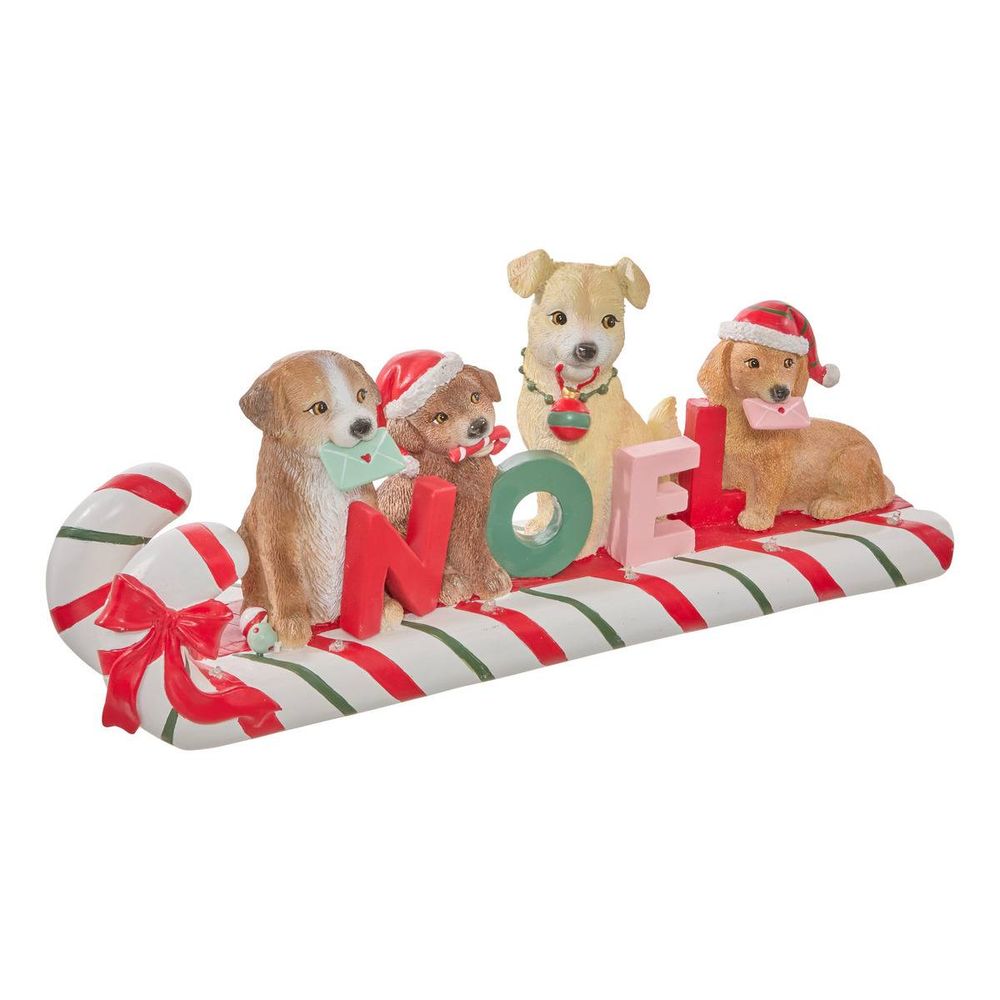 Chien de noël lumineux led en résine candy l. 42 cm
