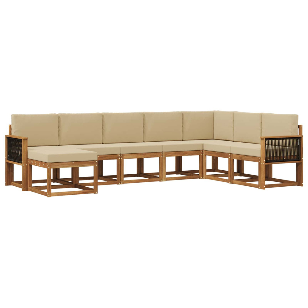 Ensemble de canapés d'extérieur 8 pcs naturel et beige