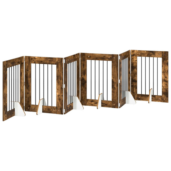 Porte de chien pliable avec supports 6 pcs chêne fumé 362 cm