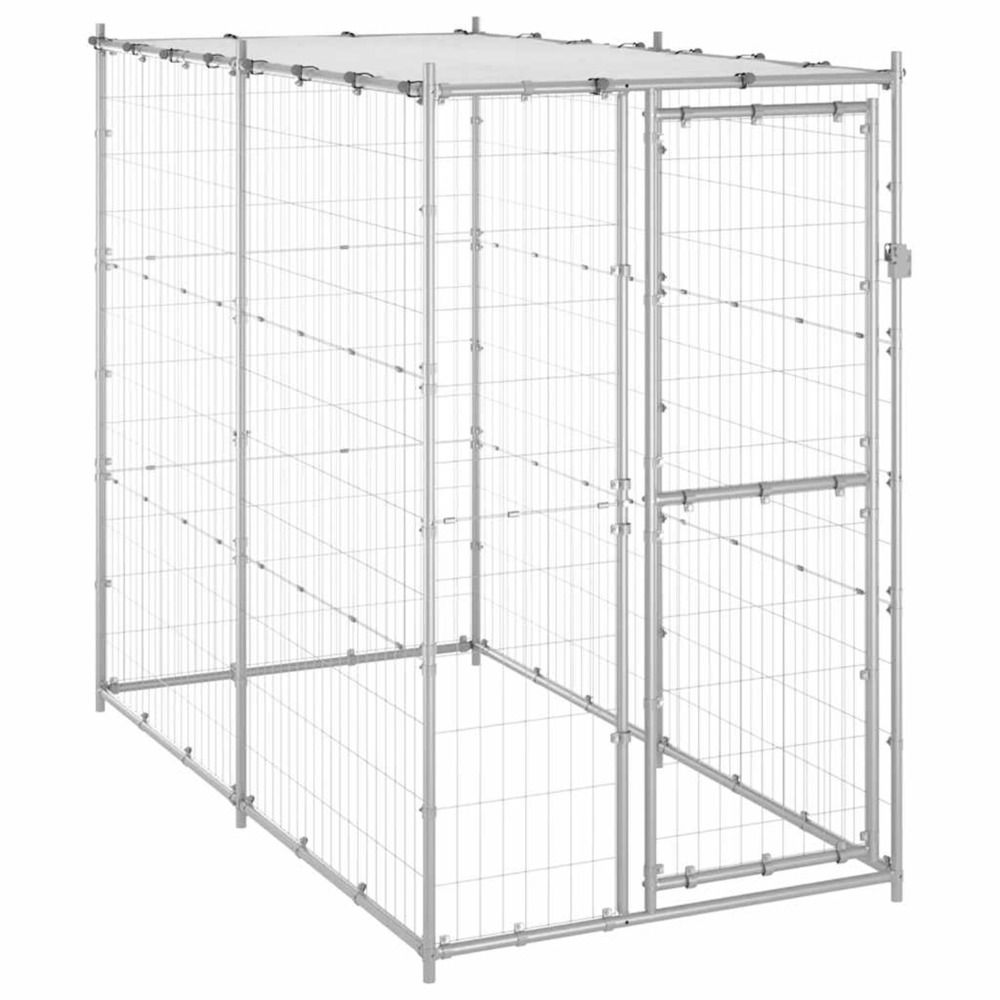 Chenil extérieur acier galvanisé avec toit 110x220x180 cm