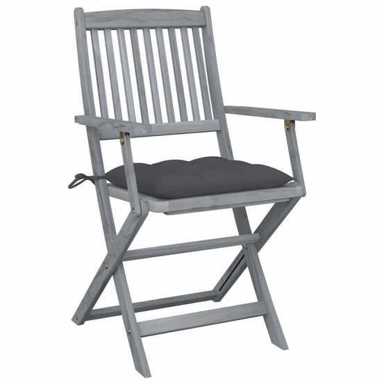 Chaises pliables d'extérieur lot de 2 et coussins bois d'acacia