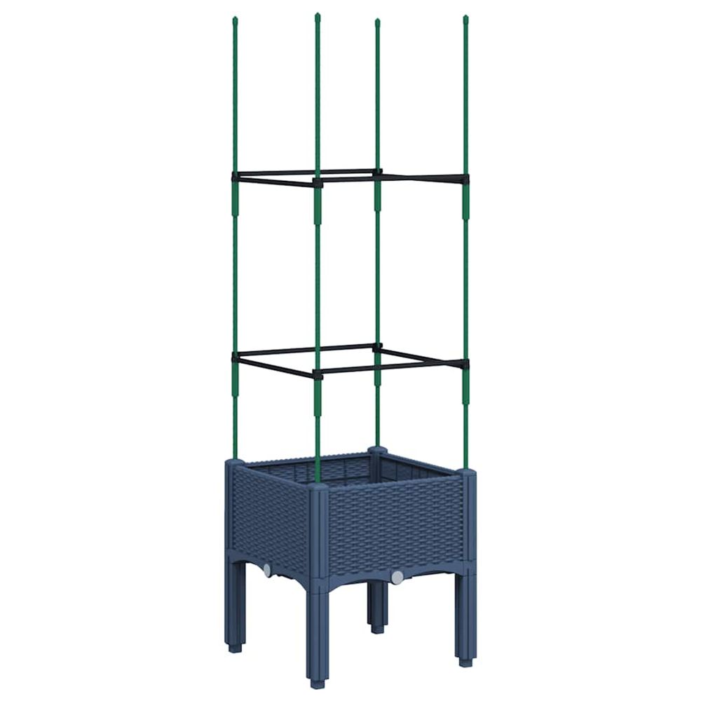 Jardinière d'extérieur avec treillis bleu gris 40x40x142,5 cm pp