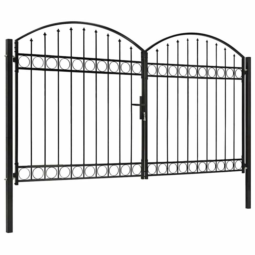 Portail de clôture assen à double porte avec arc en haut en acier 300x200 cm
