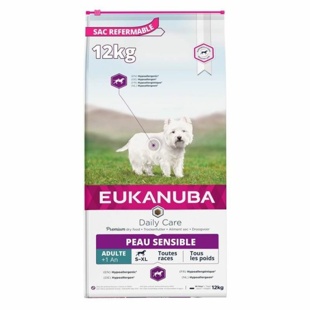 Croquettes chien adult sensitive skin - eukanuba 12 kg