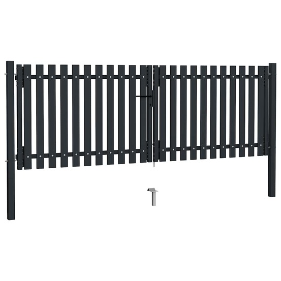 Portail double en acier 300 x 75 cm anthracite