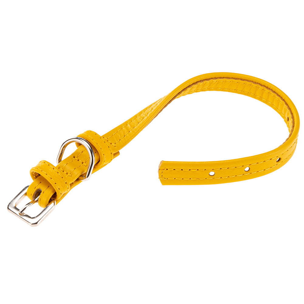 Collier pour chiens vogue cf15/29, cuir véritable, réglable, boucle en métal, jaune