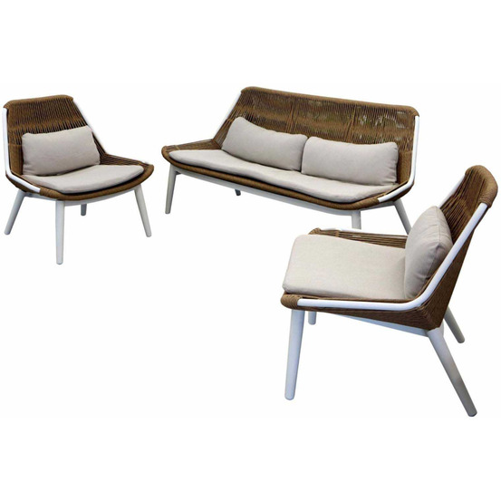 Salon de jardin détente en aluminium et tressage como