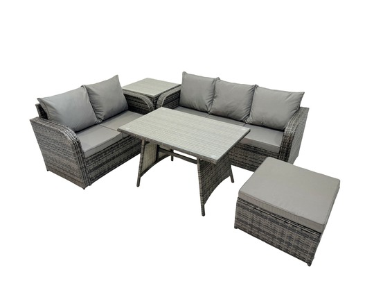 Dossier haut ensemble de meubles de jardin en rotin table à manger set canapé d'amour canapé 3 places grand tabouret table d'appoint